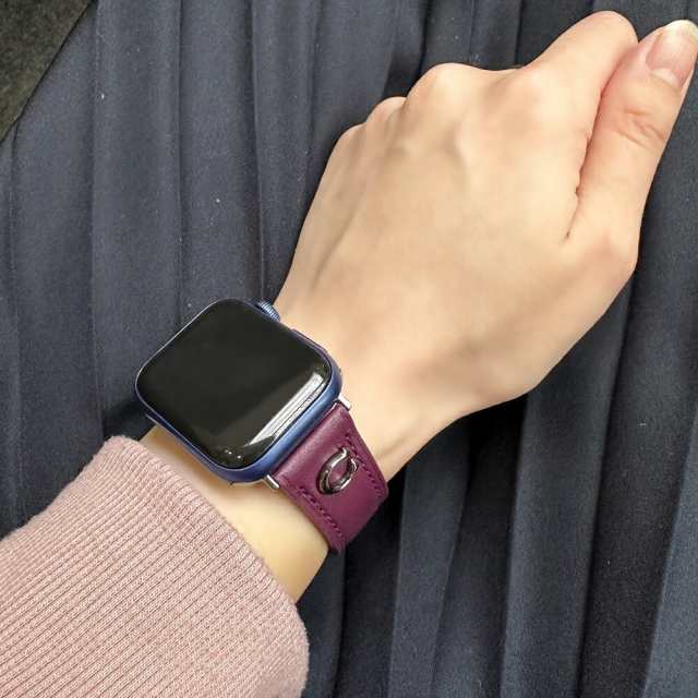 コーチ アップルウォッチバンド 革ベルト ペア カップル おしゃれ ブラック パープル メンズ レディース apple watchバンド 9 8 7  SE 全の通販は時間が限られて