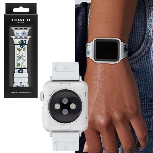 コーチ Apple Watch ベルト 交換用 花柄 ピンク パープル ブルー シリコン アップルウォッチ バンド レディース ユニセックス 38mm 40mm 41mm シリーズ Series10 42mm 対応 9 8 7 SE 全シリーズ対応 アップルウォッチ 10 ギフト プレゼント 誕生日　成人 卒業 入学_4
