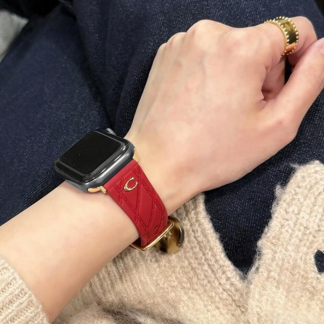 コーチ アップルウォッチ ベルト バンド レディース レッド 赤 シリコン ラバー おしゃれ かわいい 38mm 40mm 41mm 42mm シリーズ Series11 10 9 8 SE SE2 SE3 アップルウォッチ 11 誕生日 14700318　成人 卒業 入学_6