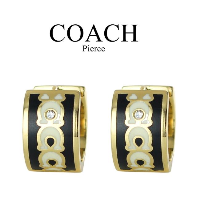 COACH コーチ職 ピアス レディース フープピアス ゴールド 黒いこと Cロゴタイプ エナメル 窈窕たる ブランド名 付属品 差し上げ物 意中の女 妻 生まれ落ちる日 不死化日 差し上げ物 408098GLD004 成年者 卒 はいり込む