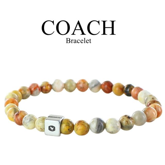 コーチ ブレスレット レディース シルバー925 マルチカラー ビーズ 天然石風 COACH ブランド アクセサリー 上品 おしゃれ 彼女 女性 ギフト 誕生日 記念日　成人 卒業 入学