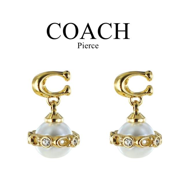 COACH コーチ職 ピアス レディース パール ゴールド Cロゴタイプ 落っこちるピアス 真珠風 付属品 差し上げ物 意中の女 妻 生まれ落ちる日 不死化日 差し上げ物 517816GLD107 成年者 卒 はいり込む