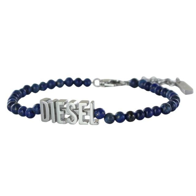 ディーゼル DIESEL ブレスレット メンズ レディース ユニセックス おしゃれ ブルーアゲート 天然石 数珠タイプ ステンレス ロゴチャーム ブランド アクセサリー ギフト プレゼント DX1544040　成人 卒業 入学_2