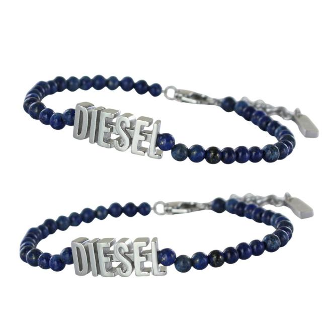 ディーゼル DIESEL ペアブレスレット ブルーアゲート 天然石 数珠タイプ ユニセックス ペア カップル お揃い プレゼント シンプル おしゃれ メンズ レディース ペアギフト ペアルック ペアアクセサリー DX1544040　成人 卒業 入学_2