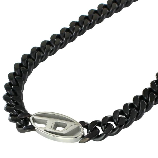 DIESEL ネックレス ブラック・シルバー DIESEL ネックレス ブラック・シルバー