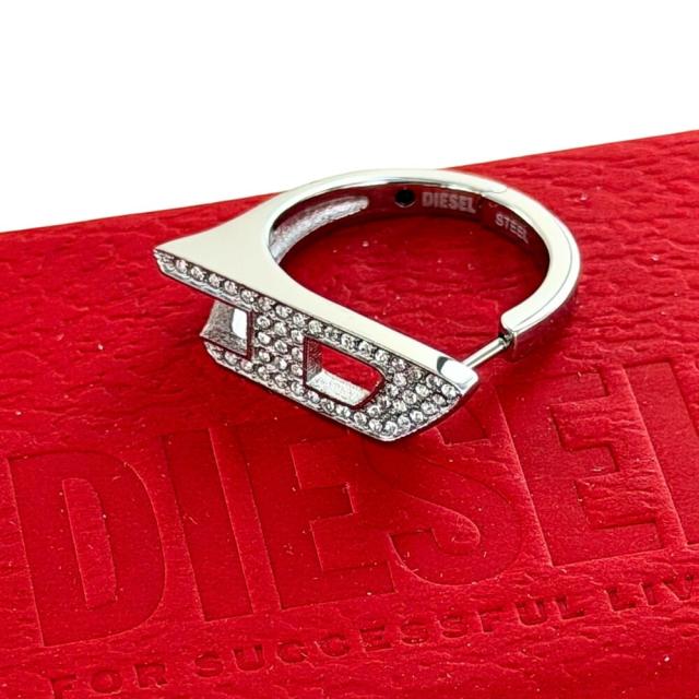 ディーゼル 片耳ピアス メンズ レディース シルバー フープピアス おしゃれ ストーン ロゴ ステンレス ユニセックス シングルピアス プレゼント ギフト 彼氏 彼女 DX1628040 成人 卒業 入学