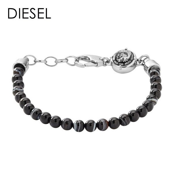 数珠タイプ 天然石 ジュエリー アクセサリー ブレスレット DIESEL ディーゼル ユニセックス メンズ レディース アクセ ブラック シルバー