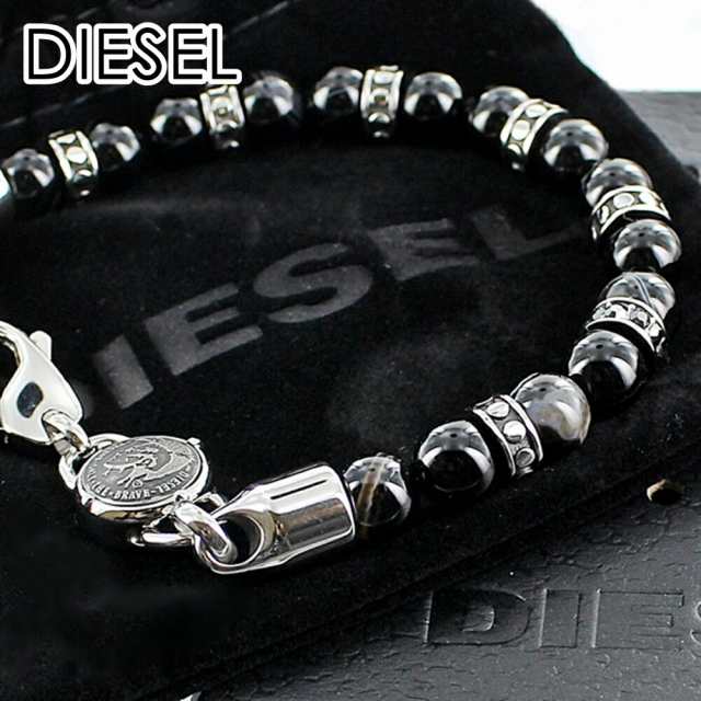 DIESEL ディーゼル ブレスレット メンズ アクセサリー 男性 彼氏 男 友達 お父さん 誕生日 プレゼン ブランド アクセ 数珠タイプ ブラッ