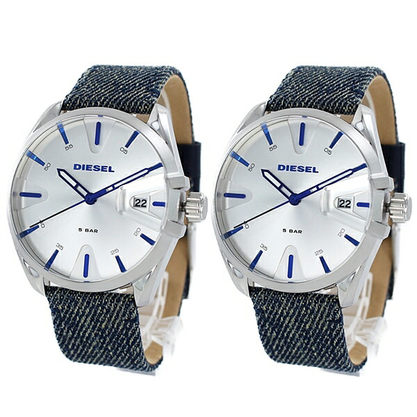 ディーゼル 腕時計 手表 ペア ギフト ブランド おしゃれ ペアウォッチ 2人 おそろい 同じ 時計 カレンダー 日付 エムエスナイン ブルー デニム ミリタリー 誕生日プレゼント 卒業 入学 お祝いの通販は