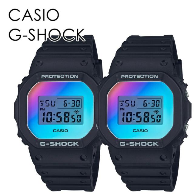 ペアウォッチ 虹色 レインボー 自分だけのアイテム Gショック カシオ メンズ レディース 腕時計 手表 ファッション アウトドア おしゃれ 個性的 かっこいい バグデザイン デジタル ジーショック 時計 卒業 入学 お祝いの通販は