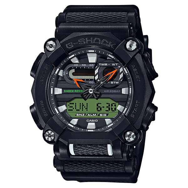 CASIO G-SHOCK Gショック ジーショック カシオ メンズ 腕時計 手表 BASIC ベーシック アナデジ 反射材 ブラック イエロー クロスバンド付属 チェッカリング 海外モデル GA-900E-1A3 誕生日プレゼント　成人 卒業 入学