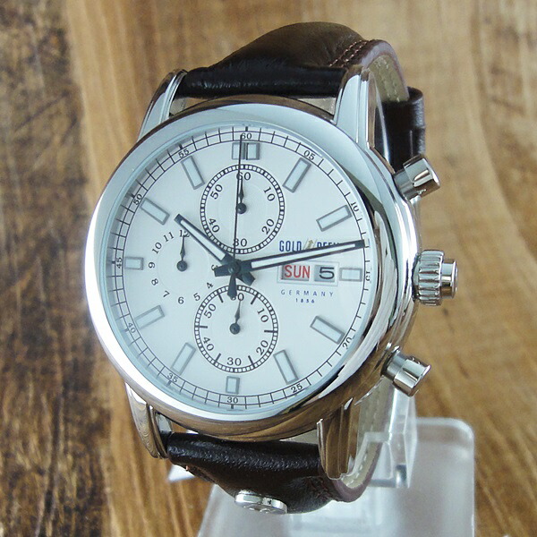 ゴールドファイル 時計 メンズ 腕時計 手表 ドイツブランド クロノグラフ オックスフォード ダークブラウン G21008SW 誕生日プレゼント 卒業 入学 お祝いの通販は