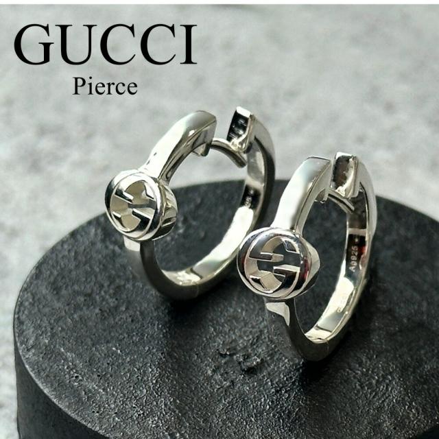GUCCI グッチ インターロッキング ピアス 両耳 ブランド ロゴ シルバー