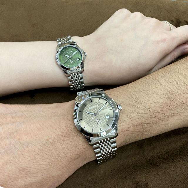 ペアウォッチ 婚約 結婚祝い 結婚記念日 プレゼント グッチ 腕時計 手表 夫婦 高級 GUCCI 時計 Gタイムレス メンズ レディース カップル ペア ギフト 贈り物　成人 卒業 入学_3