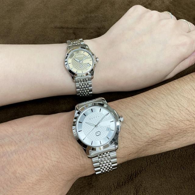 ペアウォッチ 婚約 結婚祝い 結婚記念日 プレゼント グッチ 腕時計 手表 夫婦 高級 GUCCI 時計 Gタイムレス メンズ レディース カップル ペア ギフト 贈り物　成人 卒業 入学_3