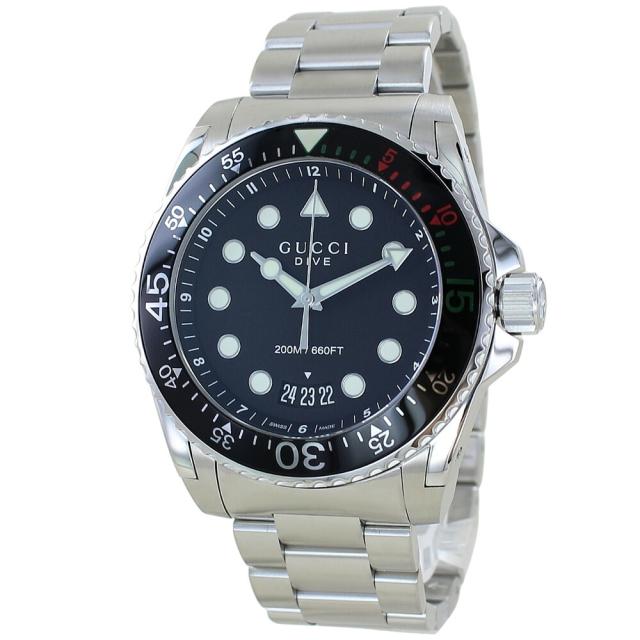 グッチ 腕時計 メンズ ダイブ 48mm 200m防水 ブラック シルバー サファイアガラス クオーツ GUCCI DIVE プレゼント ギフト YA136208A 成人 卒業 入学 81,950円