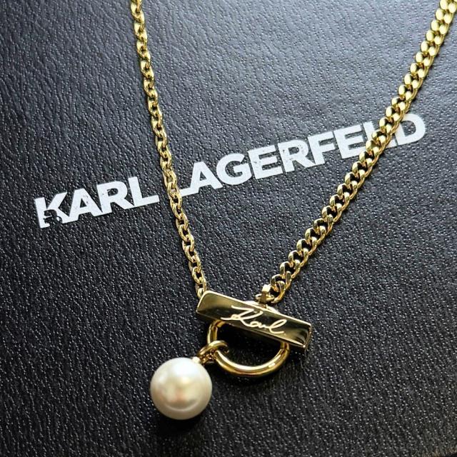 KARL LAGERFELD 正規品 ネックレス パール チェーン ゴールド レディース カールラガーフェルド アクセサリー ギフト プレゼント 成人 卒業 入学