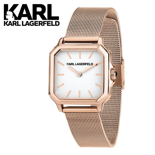 正規品 日本限定 KARL LAGERFELD 腕時計 レディース スクエア ローズゴールド メッシュ カールラガーフェルド 上品 彼女 女性 誕生日 記念日 ギフト プレゼント 成人 卒業 入学