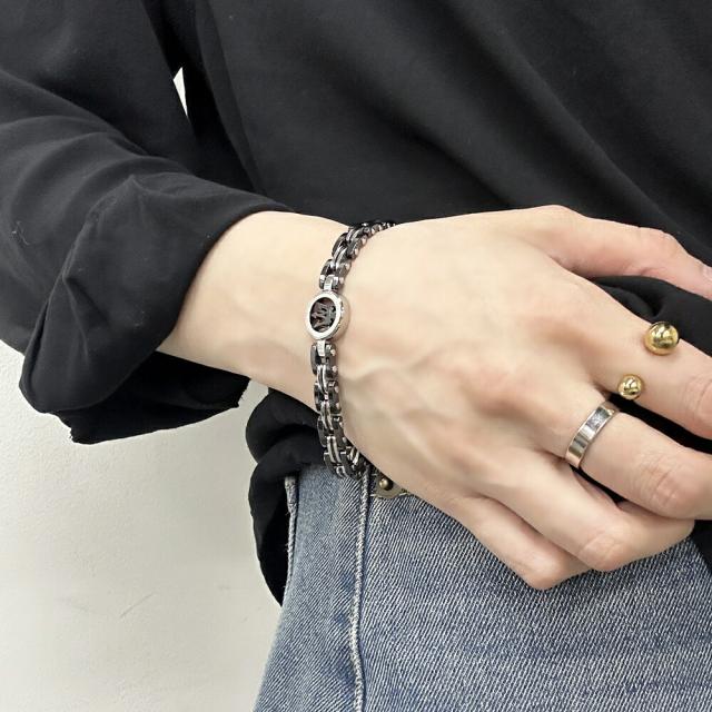 正規品 純正ショッパー付き ペアブレスレット マセラティ チェーンブレスレット ステンレス ブラック シルバー メンズ レディース ペアセット カップル 夫婦 両親 ペアギフト ペアジュエリー プレゼント JM219AQH13　成人 卒業 入学_9
