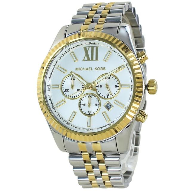 MICHAEL KORS マイケルコース メンズ レディース 腕時計 44mm 大きめ おしゃれ かっこいい ゴールド シルバー コンビ クロノグラフ クォーツ ブランド時計 ギフト プレゼント MK8344　成人 卒業 入学