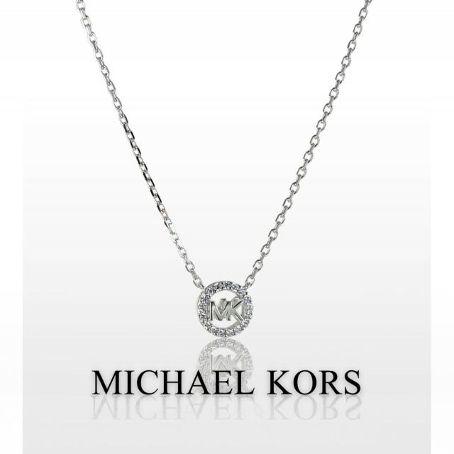 マイケルコース ネックレス レディース スターリングシルバー925 可愛い アクセ おしゃれ シンプル MKロゴ サークル ペンダント キュービックジルコニア ブランド アクセサリー 女性 誕生日 プレゼント ギフト MICHAEL KORS MKC1726CZ040　成人 卒業 入学_1