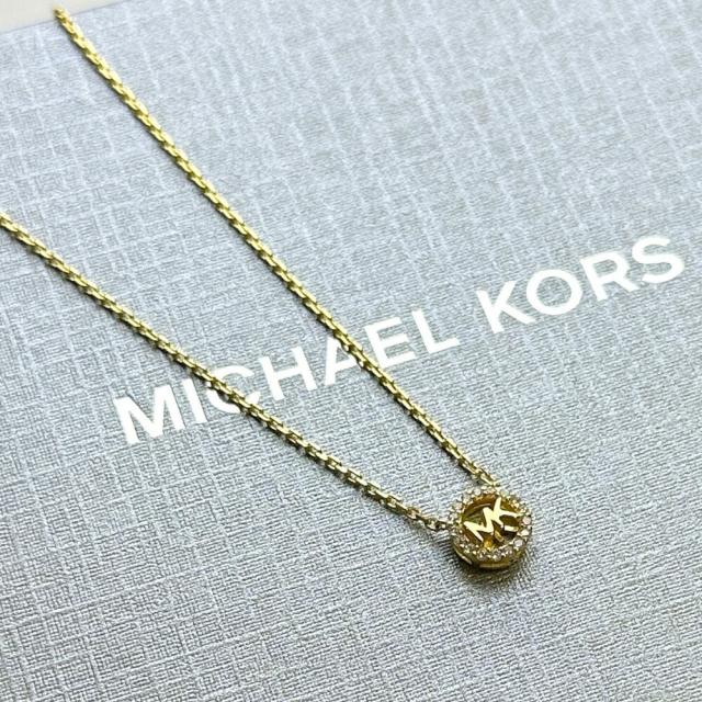 マイケルコース ネックレス レディース スターリングシルバー925 ゴールド 可愛い アクセ おしゃれ シンプル MKロゴ サークル ペンダント キュービックジルコニア ブランド アクセサリー 女性 誕生日 プレゼント ギフト MICHAEL KORS MKC1726CZ710　成人 卒業 入学