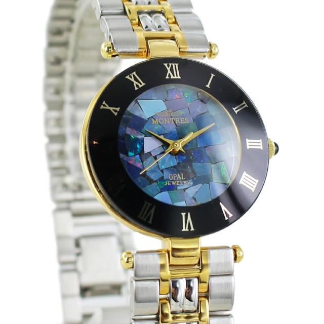 モントレス 腕時計 手表 レディース 天然石 オパール 文字盤 青 ステンレス シルバー ゴールド ブレスレット 時計 小さめ レトロ クラシック 彼女 妻 母親 祖母 叔母 プレゼント 結婚式 誕生日 記念日 ギフト 卒業 入学 お祝いの通販は