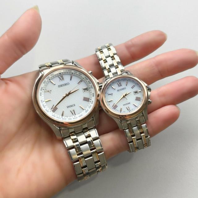 正規品 SEIKO セイコー ペアウォッチ 結婚記念日 電波ソーラー ドルチェ エクセリーヌ チタン 日本製 防水 メンズ レディース 腕時計 ペア時計 結婚式 銀婚式 金婚式 プレゼント SADZ202 SWCW162 成人 卒業 入学_3