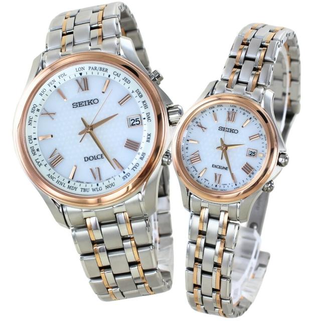 正規品 SEIKO セイコー ペアウォッチ 結婚記念日 電波ソーラー ドルチェ エクセリーヌ チタン 日本製 防水 メンズ レディース 腕時計 ペア時計 結婚式 銀婚式 金婚式 プレゼント SADZ202 SWCW162 成人 卒業 入学