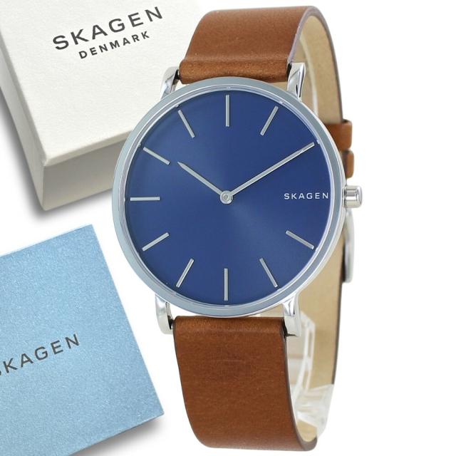 スカーゲン 時計 メンズ レディース 腕時計 手表 HAGEN ハーゲン シルバー×ブルー ブラウン レザー SKW6446 誕生日プレゼント　成人 卒業 入学