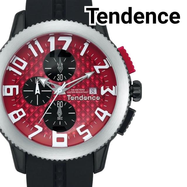 テンデンス 腕時計 メンズ ドーム クロノグラフ レッド ブラック 47mm ビッグフェイス 10気圧防水 ラバーベルト Tendence DOME ブランドウォッチ プレゼント ギフト TY016005 成人 卒業 入学 23,030円