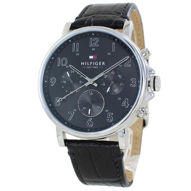 Tommy Hilfiger トミーヒルフィガー 腕時計 手表 メンズ 日付・曜日 カレンダー クオーツ ブラック レザー 父の日 敬老の日 1710381 誕生日プレゼント クリスマス プレゼント　成人 卒業 入学