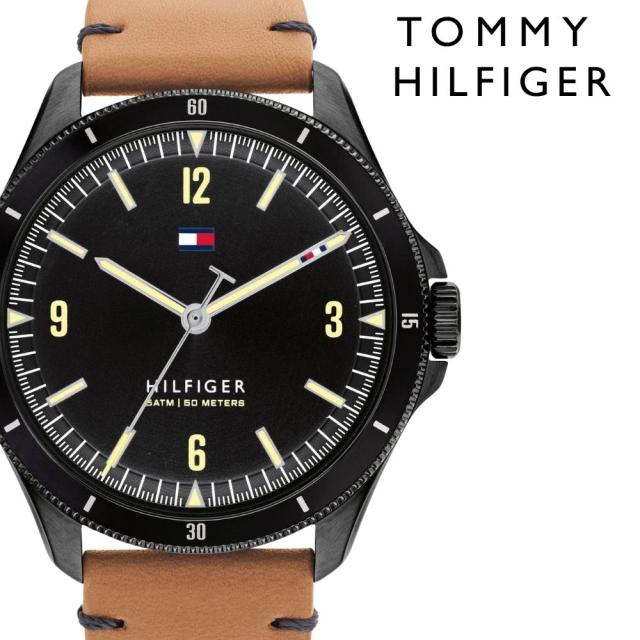 トミーヒルフィガー 腕時計 メンズ 42mm ブラック ブラウン レザー 革ベルト シンプル TOMMY HILFIGER メンズウォッチ ブランド ビジネス 男性 彼氏 夫 父 プレゼント 就職祝い 結婚記念日 誕生日 1791906 成人 卒業 入学