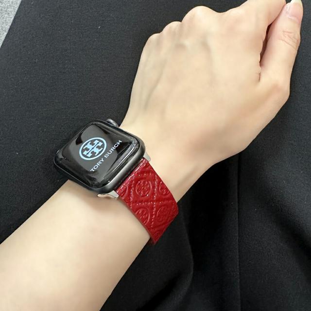トリーバーチ アップルウォッチ ベルト バンド ブランド レディース レッド 革 ビジネス 仕事用 かわいい おしゃれ 腕時計 手表 ベルト 交換バンド 彼女 プレゼント Apple Watch バンド シリーズ 9 8 7 SE 対応 38ミリ 40ミリ 41ミリ　成人 卒業 入学_2
