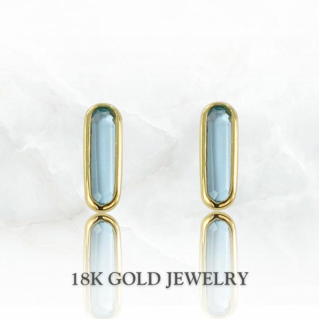 K18 18金 スカイブルートパーズ ピアス レディース 両耳 天然石 11月誕生石 ゴールド スカイブルー 華奢 上品 シンプル アクセサリー ギフト プレゼント 女性 妻 母 誕生日 記念日　成人 卒業 入学