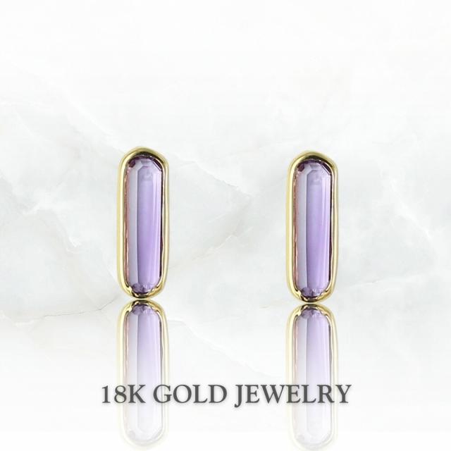 K18 18金 アメシスト ピアス レディース 両耳 天然石 2月誕生石 ゴールド ラベンダー 華奢 上品 シンプル アクセサリー ギフト プレゼント 女性 妻 母 誕生日 記念日　成人 卒業 入学