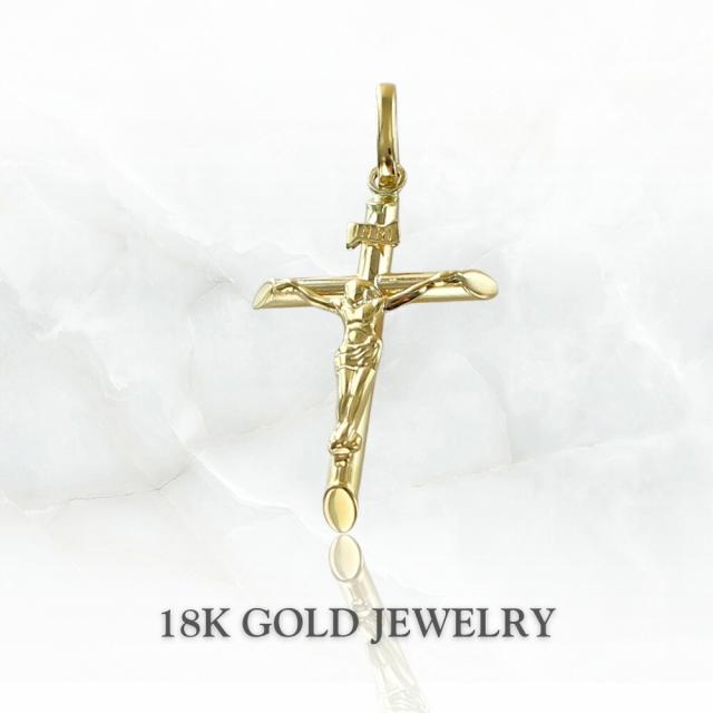 K18 ペンダントトップ ネックレス チャーム シンプル かわいい おしゃれ ゴールド 18金 ペンダントヘッド 十字架 キリスト アクセサリー 彼女 女友達 プレゼント ギフト 誕生日 記念日 母 妻 女性　成人 卒業 入学