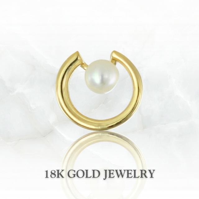 片耳ピアス K18 ピアス 18金 レディース フープピアス パール 小ささ ゴールド 窈窕たる 分かりやすい 金属元素アレルギー反応相応う 片耳 差し上げ物 意中の女 御上さん 妻 不死化日 差し上げ物 成年者 卒 はいり込む