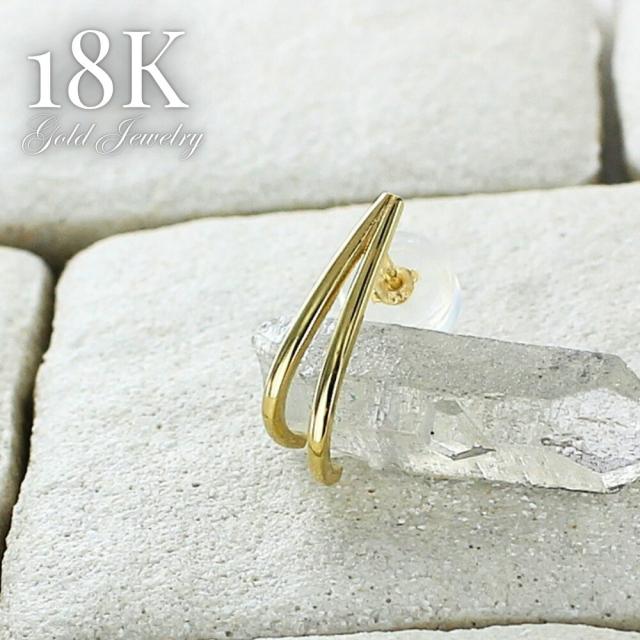 片耳ピアス K18 ピアス 18金 レディース ラインピアス ゴールド 華奢 シンプル 上品 縦長 小ぶり 金属アレルギー対応 片耳 誕生日 プレゼント 彼女 女性 妻 記念日 ギフト 成人 卒業 入学_1