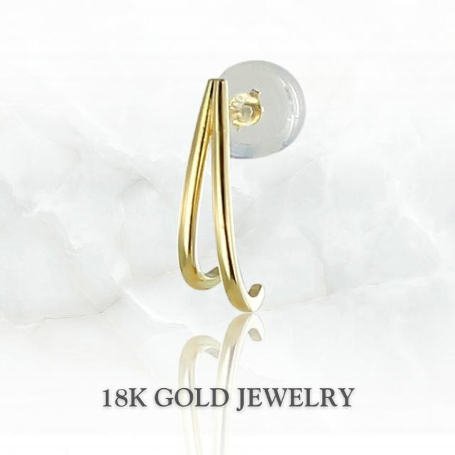 片耳ピアス K18 ピアス 18金 レディース ラインピアス ゴールド 華奢 シンプル 上品 縦長 小ぶり 金属アレルギー対応 片耳 誕生日 プレゼント 彼女 女性 妻 記念日 ギフト 成人 卒業 入学