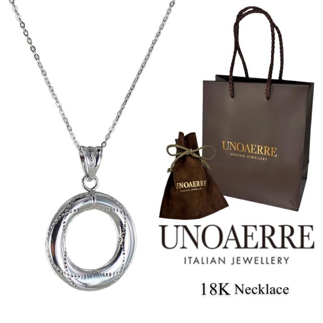 正規品 ウノアエレ ショッパー付き ホワイトゴールド ネックレス レディース 18K 18金 K18WG 誕生日プレゼント 女性 妻 ペンダント チェーンネックレス おしゃれ ゴールド イタリア製 K18 金 ギフト 贈り物 彼女 母 婚約 結婚記念日 成人式 お祝い　成人 卒業 入学