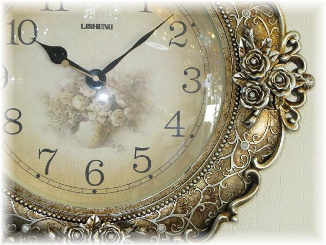 時計 壁掛け 壁掛け時計 時計 ウォッチ 壁時計 掛け時計 振り子時計 ウォールクロック 豪華 安い 北欧 アンティーク おしゃれ 可愛い 時計 アナログ 和室 洋室【送料無料！】 新品 可愛い 薔薇 モチーフ アンティーク 壁掛け時計_5