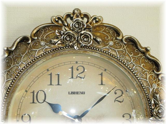 時計 壁掛け 壁掛け時計 時計 ウォッチ 壁時計 掛け時計 振り子時計 ウォールクロック 豪華 安い 北欧 アンティーク おしゃれ 可愛い 時計 アナログ 和室 洋室【送料無料！】 新品 可愛い 薔薇 モチーフ アンティーク 壁掛け時計_3