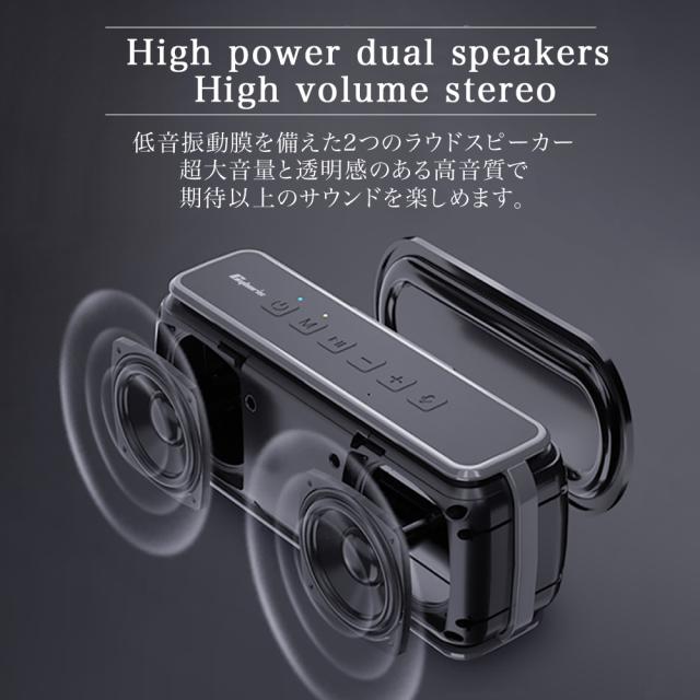 Bluetooth 5.0スピーカー 60W大音量 重低音 高音質 ブルートゥーススピーカー TWS 2台ペアリング IPX5 生活防水 車 アウトドア 小型 ポータブルワイヤレススピーカー 大容量バッテリー マイク内蔵 TF micro SDカード ハンズフリー通話 Aux有線対応 スマホ タブレット テレビ_3