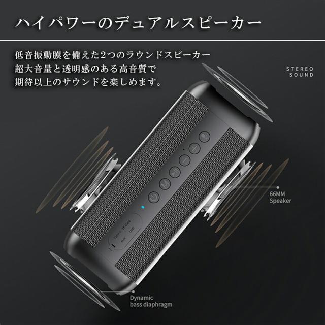 【Cyboris正規品】60W出力 ブルートゥーススピーカー IPX7 完全防水 18時間連続再生 Bluetooth 5.0 重低音 高音質 大容量バッテリー お風呂 海 車 アウトドア ポータブルワイヤレス モバイルスピーカー ハンズフリー マイク内蔵 モバイルバッテリー機能付 TWSペアリング対応_3