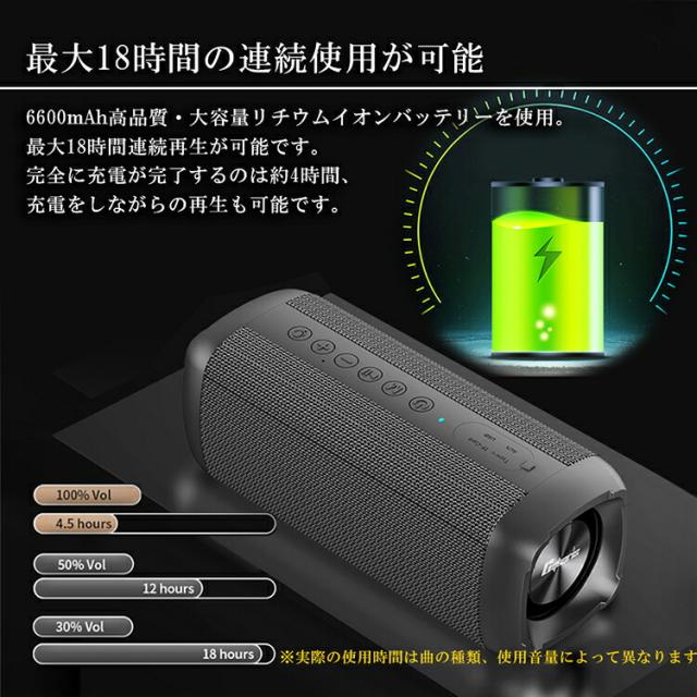 【Cyboris正規品】60W出力 ブルートゥーススピーカー IPX7 完全防水 18時間連続再生 Bluetooth 5.0 重低音 高音質 大容量バッテリー お風呂 海 車 アウトドア ポータブルワイヤレス モバイルスピーカー ハンズフリー マイク内蔵 モバイルバッテリー機能付 TWSペアリング対応_5