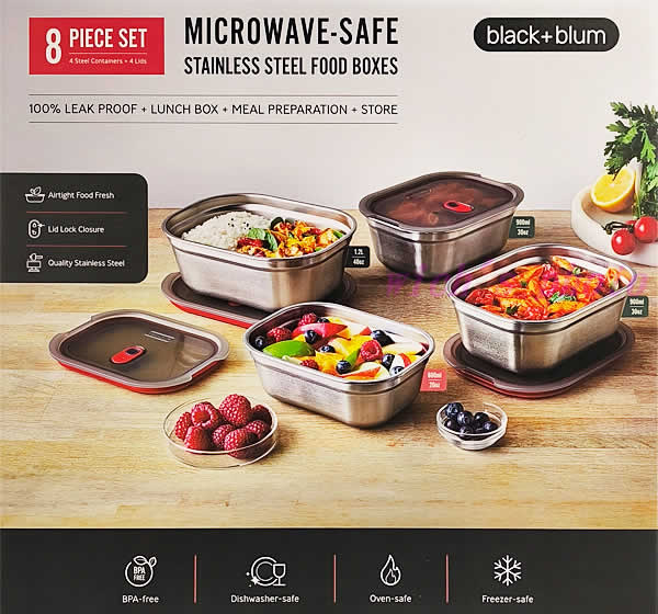 送料無料】Black & Blum ステンレス製 多機能 保存容器 4個