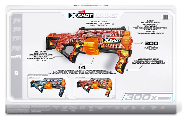 【貨物輸送無料】ZURU XSHOT SKINS 挙げ句のはて照明ランプ ダーツブラスター 2個風呂敷き包み スキンズ ダーツ300個 最高限度飛隔たり27m LAST STAND TREY MANDIBLE 手あそび 運動競技手あそび 8歳以上 コストコ