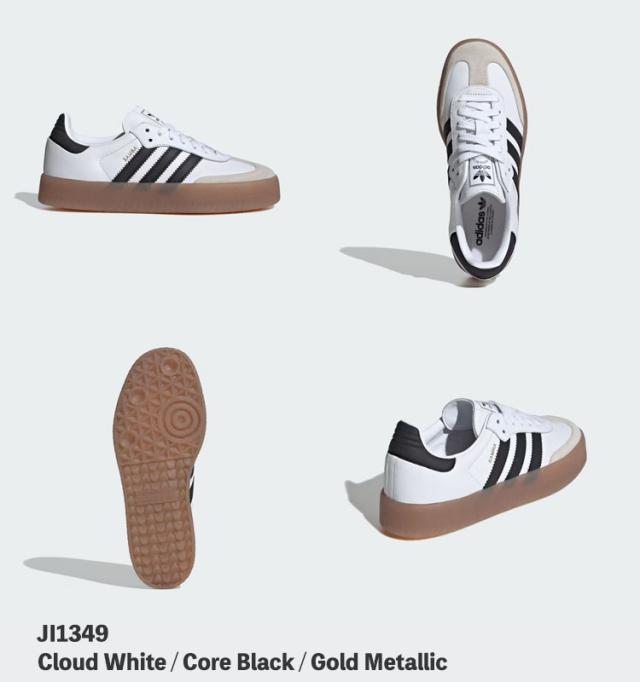 アディダス オリジナルス スニーカー adidas Originals SAMBAE W サンベイW JI1349 Cloud White / Core Black / Gold Metallic クラウドホワイト コアブラック ゴールドメタリック ガームソール シューズ_1