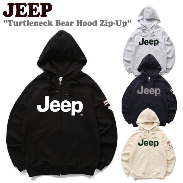 ジープ パーカー Jeep パーカー メンズ レディース Turtleneck Bear Hood Zip-Up タートルネック ベア フード ジップ-アップ BLACK ブラック IVORY アイボリー M/WHITE エムホワイト NAVY ネイビー JN5TZU064BK/IV/MW/NA ウェア